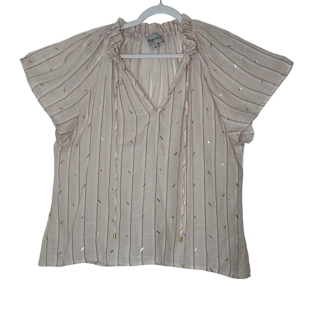 Alex‎ & Parker Blouse Women plus size 1X Peach/gold Rayón/Polyester Summer Top